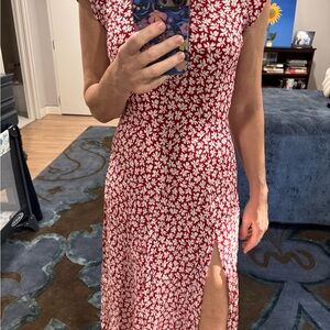 Reformation Red and White Floral Midi Dress